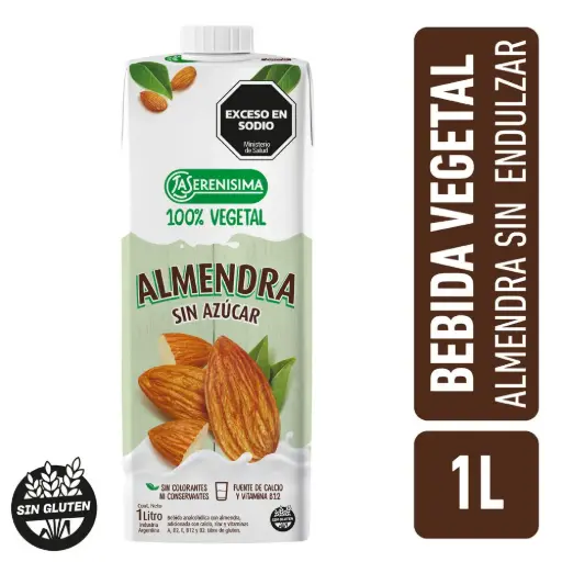 Leche Vegetal Sin Azúcar Almendra La Serenísima 1L
