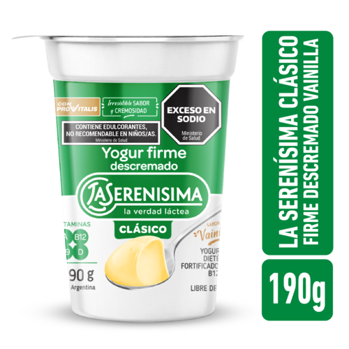 Yogur Clásico Firme Vainilla Descremado La Serenísima 190g