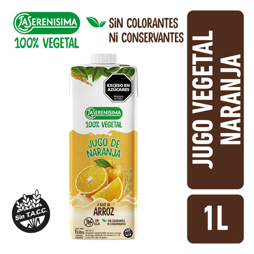 Jugo 100% Vegetal La Serenísima Arroz Naranja 1L