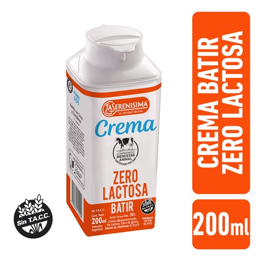 Crema Zero Lactosa La Serenísima 200Ml