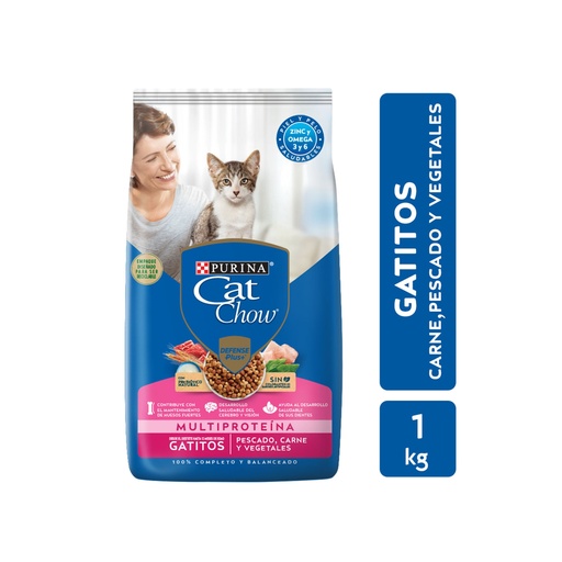Alimento para Gatito de Pescado, Carne y Vegetales Cat Chow 1Kg