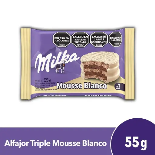 Alfajor Triple Mousse Blanco Milka 55g 