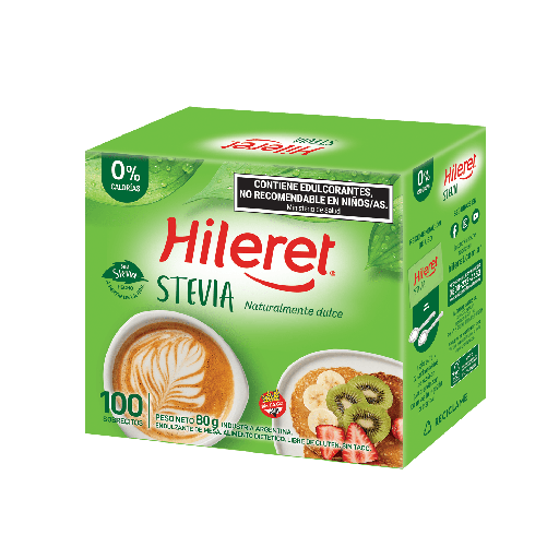 Endulzante Stevia Hileret 100 Sobrecitos