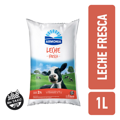 Leche Parc. Descremada 2% Armonía Sachet 1 L