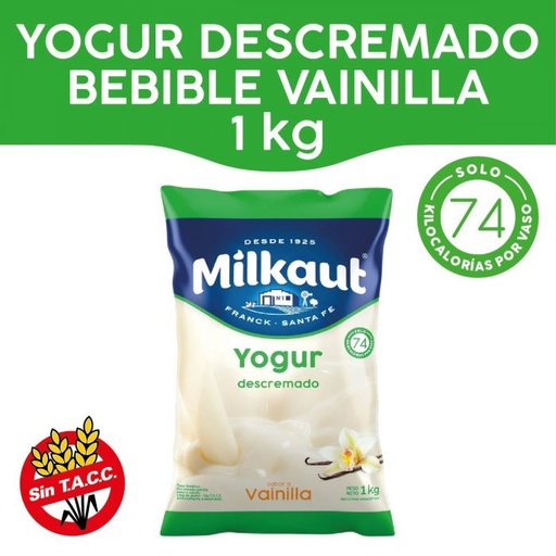  Yogur Bebible Descremado Vainilla Milkaut 900g