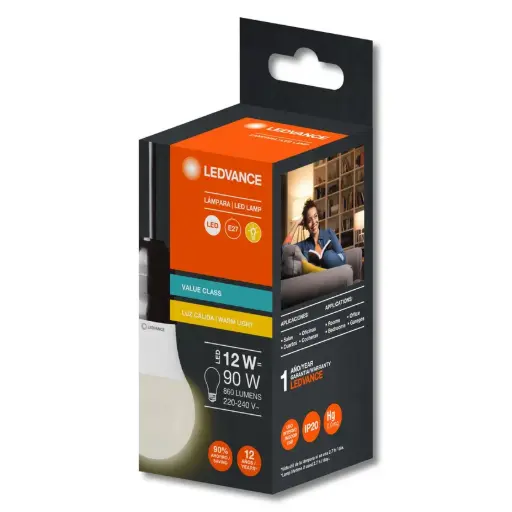 Lámpara LED 9 W E27 luz cálida