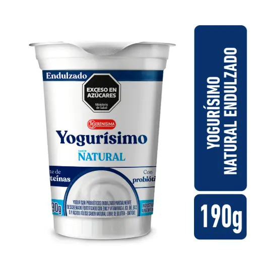 Yogur Natural Endulzado 190 Gr Yogurisimo