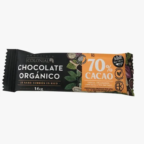 Chocolate Orgánico Negro 70 Colonial 16g