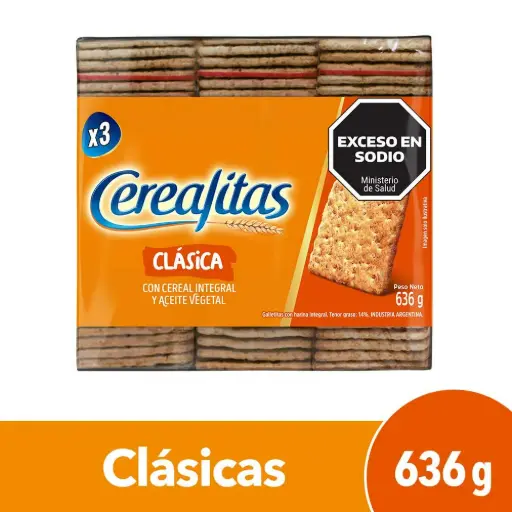 Galletitas Cracker Cereal Clásicas Cerealitas 3U 636g