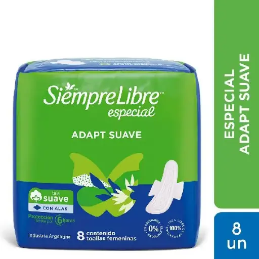 Toallitas femeninas siempre libre especial suave con alas 8uni