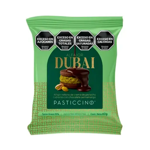 Alfajor Dubai crema de Pistacho y Chocolate Amargo x 60g - Pasticcino