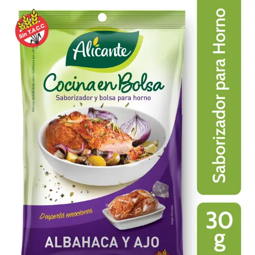 Saborizador y Bolsa para Horno Albahaca y Ajo Alicante 21 g