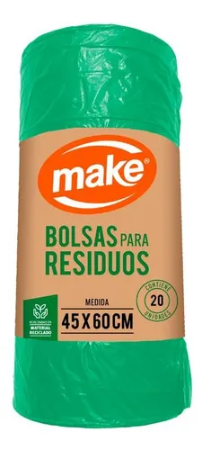 Bolsa de Residuo Rollo Verde Make 45 x 60 x 20 u