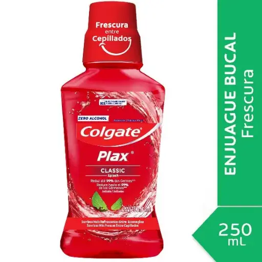 Enjuague bucal colgate plax clásico con flúor 250cm3