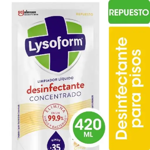 Limpiador líquido desinfectante lysoform concentrado cítrico doypack 420cm3 